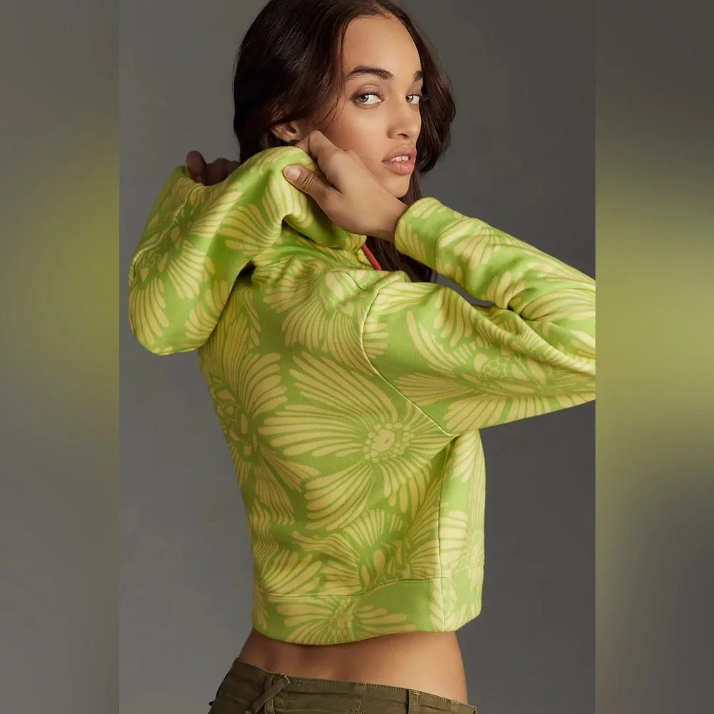 Farm Rio x Anthropologie Printed Cropped Hooded Sweatshirt - Picture 2 of 6